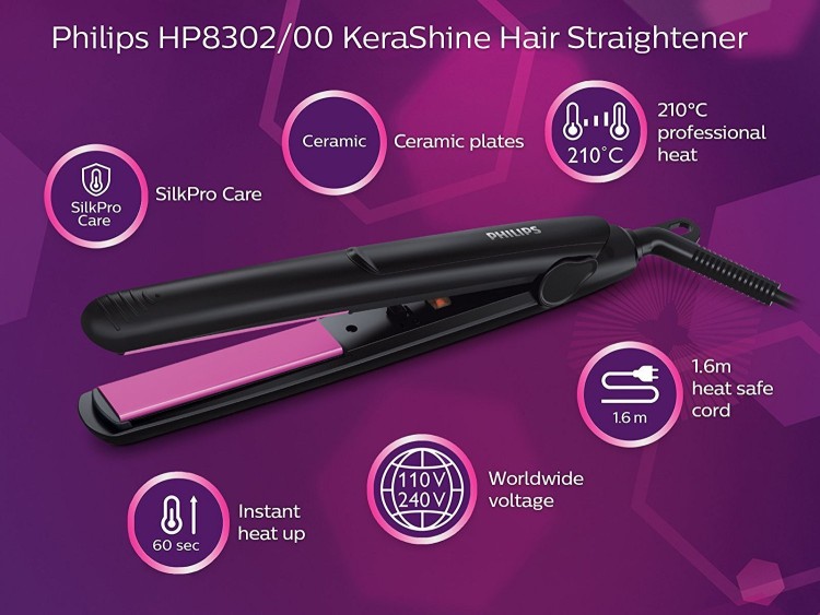 Philips HP8321 EssentialCare Hair Straightener Silver  Techinn
