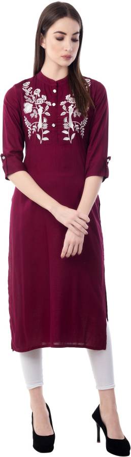 Women Printed Rayon Straight Kurta Price in India