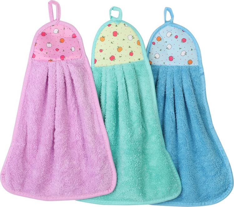 NFI essentials Washbasin & Kitchen Napkin Hand Towel Pack of 3 Multicolor Napkins