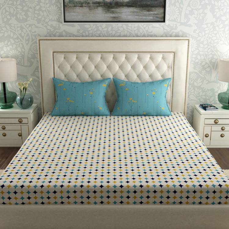 Trident 120 TC Cotton Double Polka Bedsheet