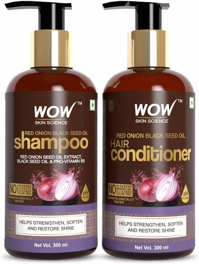 WOW Skin Science Red Onion Black Seed Oil Shampoo+Conditioner