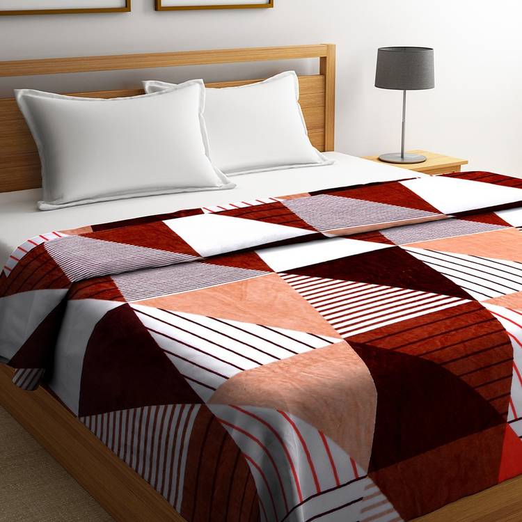 PORTICO NEW YORK Striped Double Coral Blanket