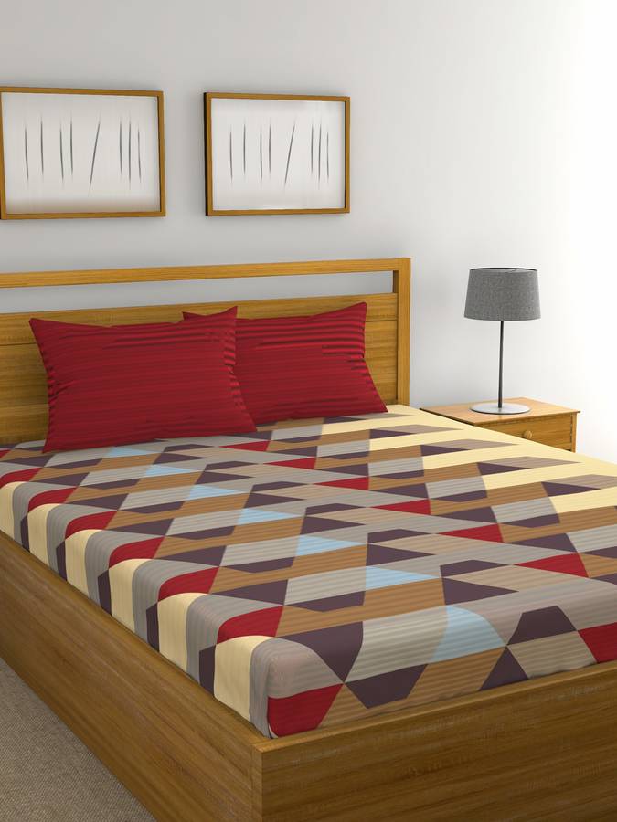 Raymond Home 144 TC Cotton Double Geometric Bedsheet