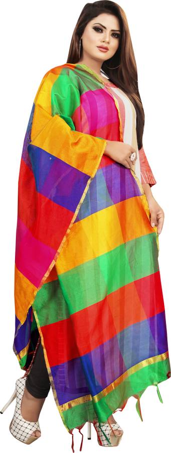 Poly Silk Printed Multicolor Women Dupatta