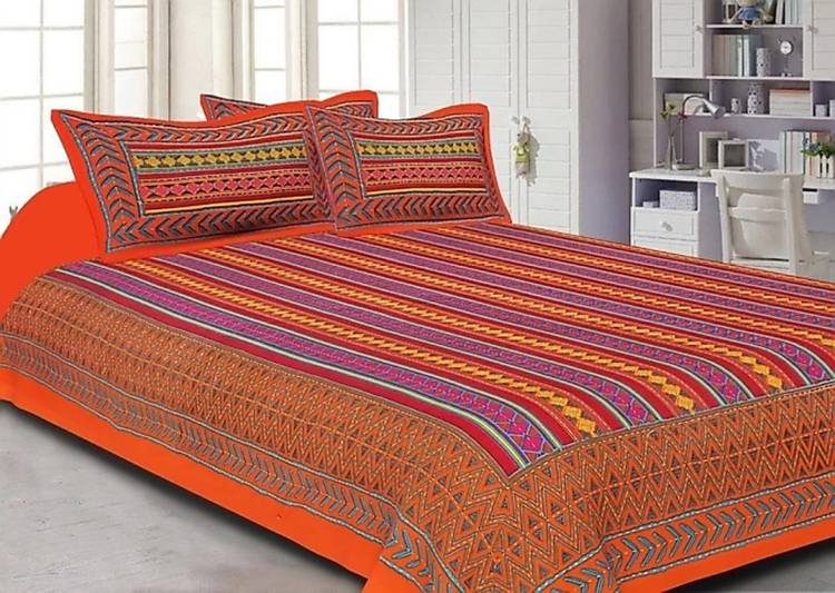 Jaipur cotton 151 TC Cotton Double Printed Bedsheet