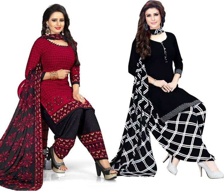 Saara Crepe Printed, Solid, Checkered Salwar Suit Material