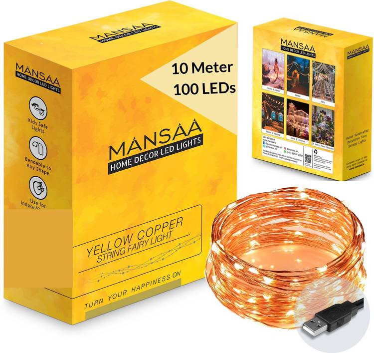 MANSAA 396 inch Yellow, Gold Rice Lights