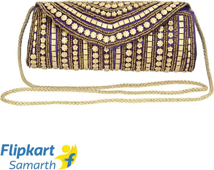 Blue, Gold Women Sling Bag