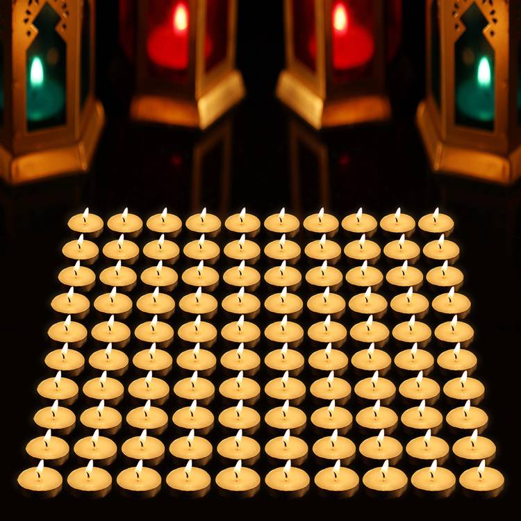 AuraDecor Pack of 100 Unscented Tealight Candles, Daily Use, MultiPurpose, Birthday, Festive, HomeDecor Candle