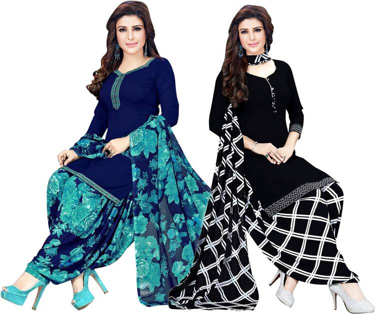 Saara Crepe Printed, Solid Kurta & Patiyala Material Price in India