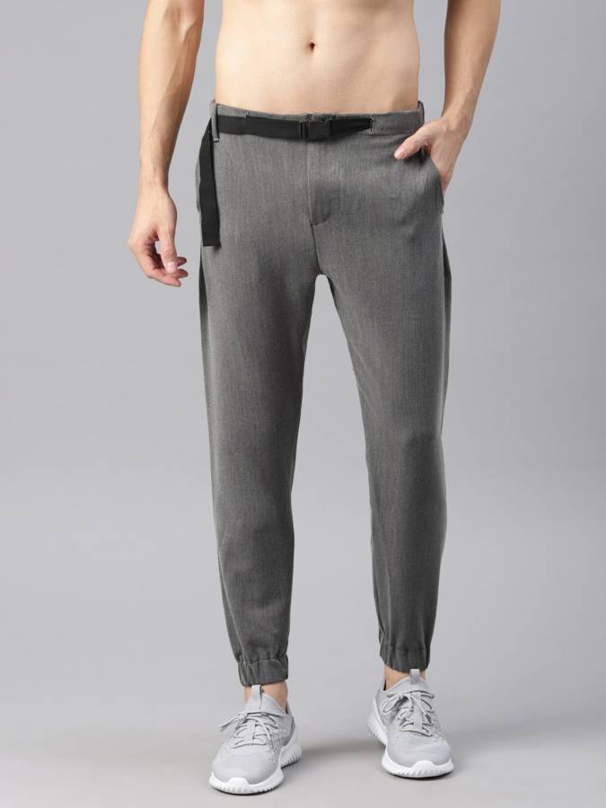 Slim Fit Men Grey Polyester Trousers Price in India