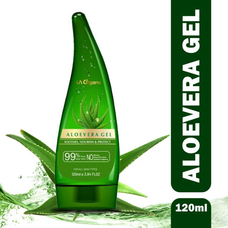 LA Organo Aloe Vera Gel 120ml - 99% Pure Soothing Aloe Vera Gel Price in India