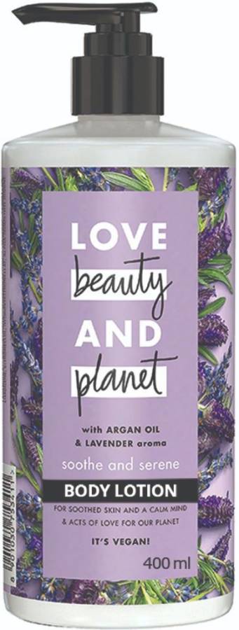 Love Beauty & Planet Natural Argan Oil & Lavender Soothing Body Lotion, 24hr Moisturization, Non-sticky, Paraben Free Price in India
