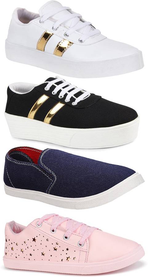 Combo pack of 4 casual sneaker loafer shoe for women. Sneakers For Women