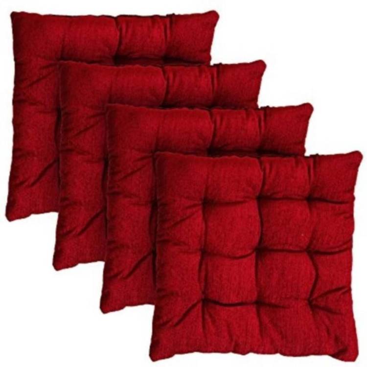 radhey kirpa furnishing Cotton Solid Chair Pad Pack of 4