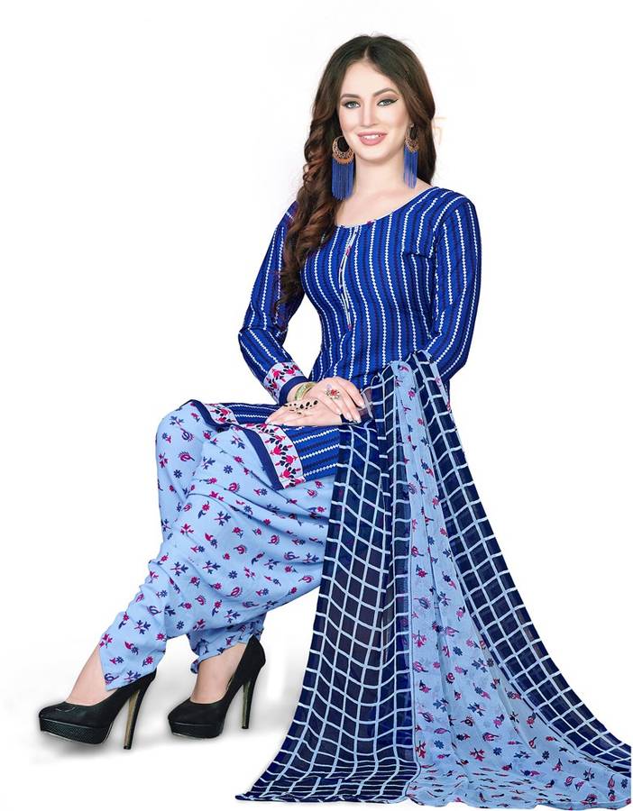 Saara Crepe Printed, Checkered Kurta & Churidar Material