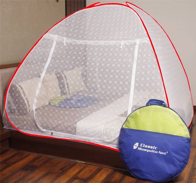 Classic Mosquito Net Polyester Adults Jacquard Double Bed (Red) Mosquito Net