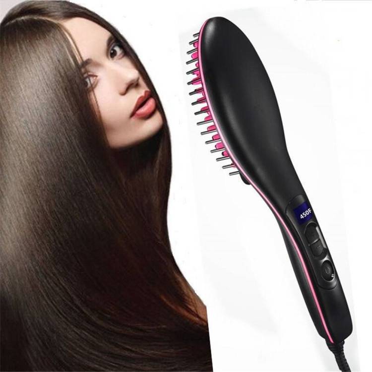 Crazzy Villa Ceramic Hair Straightener Brush simply stright Hair Straightener Brush (Black) Simply Hair Straightener Brush for Women's Hair Straightener Brush Price in India