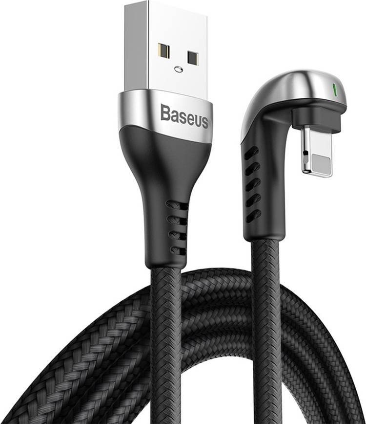 Baseus 2.4A U-Shaped Nylon Braided USB Cable for IP with Charging Light 1 m Lightning Cable