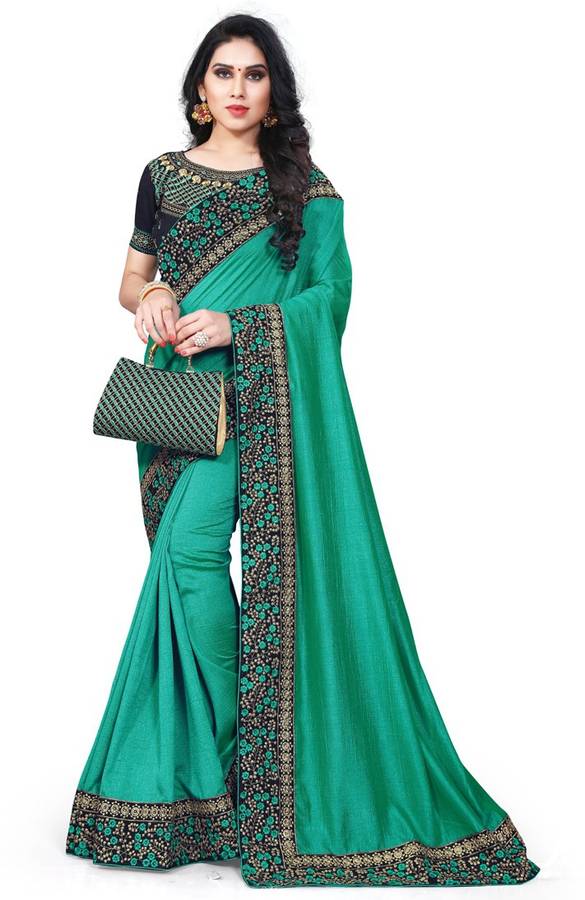 Embroidered Bollywood Poly Crepe Saree