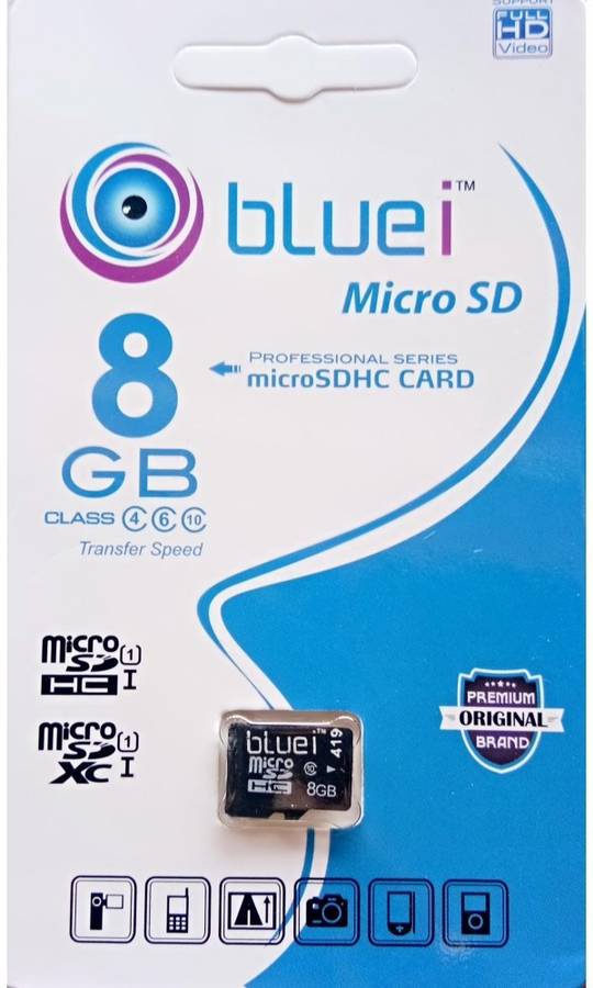 Bluei Micro SD 8 GB MicroSD Card Class 10 100 MB/s  Memory Card