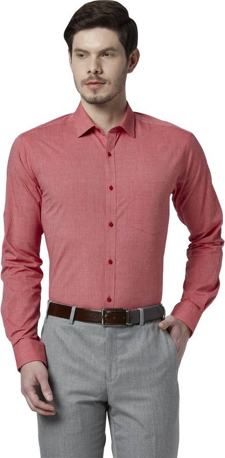 Men Slim Fit Self Design Spread Collar Formal Shirt