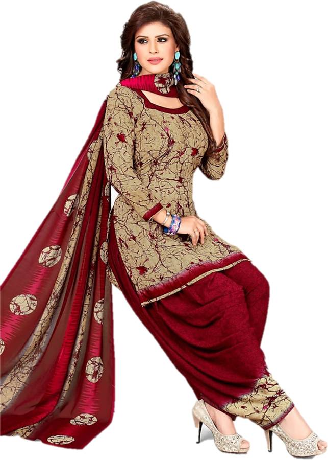 Crepe Printed, Solid Salwar Suit Material