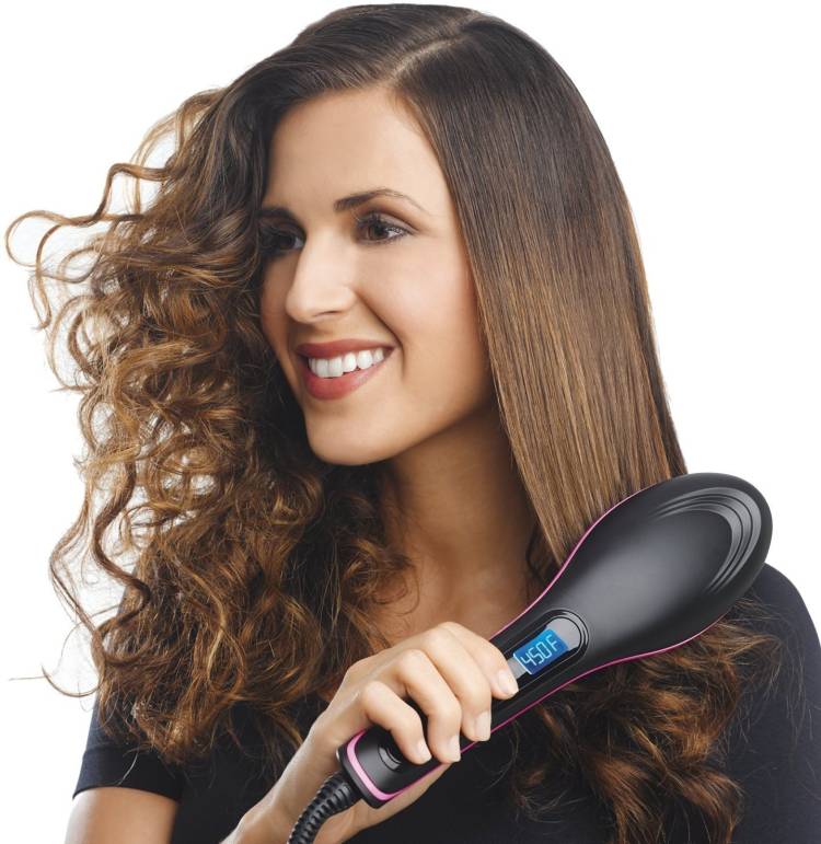 Jeval Hair Straightener Hair Straightening Comb Brush Ceramic Straight Electronic Hair Straightener with Brush Hair Straightener Price in India