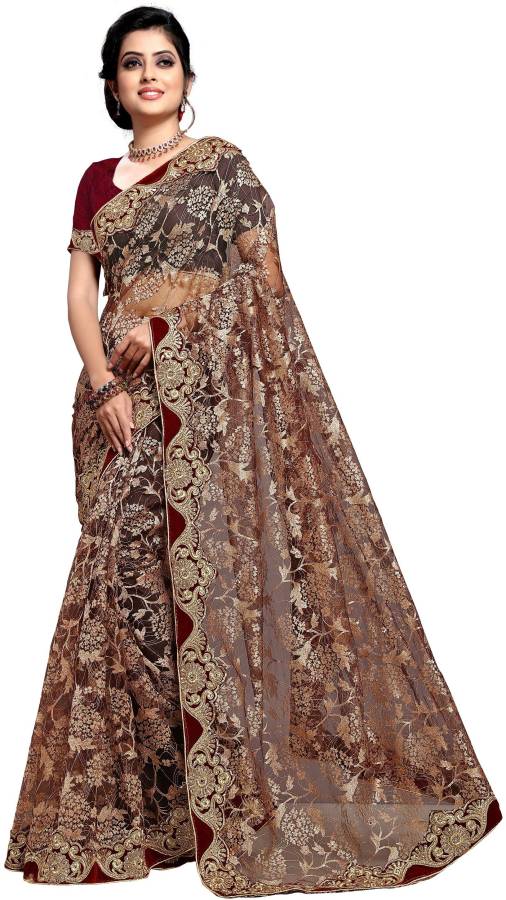 Embroidered Bollywood Net Saree Price in India