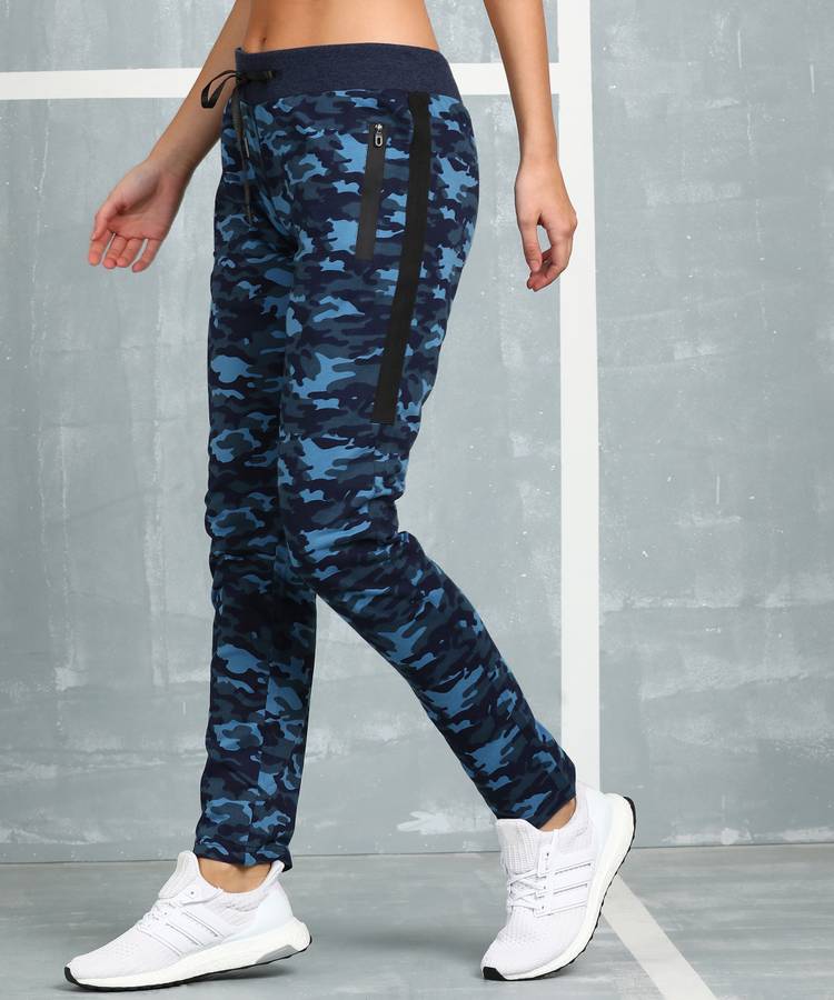 Camouflage Women Blue Track Pants