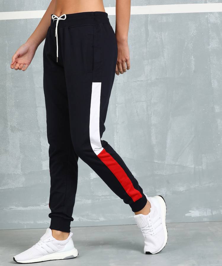 Color Block Women Blue Track Pants
