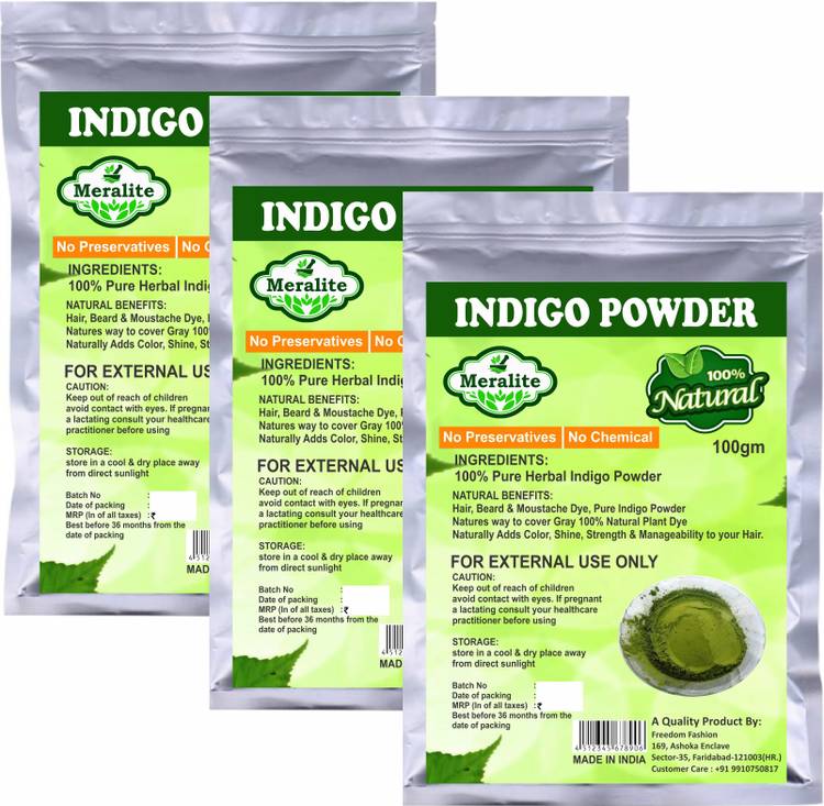 Meralite Pure Organic 100% Natural Indigo Powder For Hair Color
