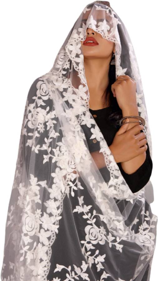 Net Woven White Women Dupatta