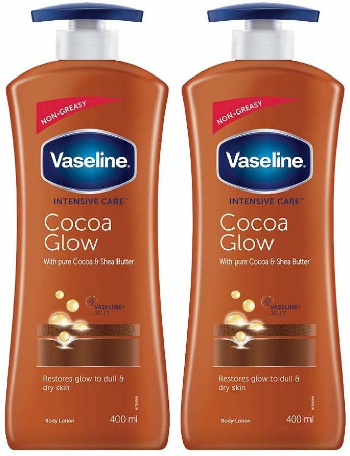 Vaseline Intensive Care Cocoa Glow Body Lotion 400ml *2 Pack= 800ML Price in India