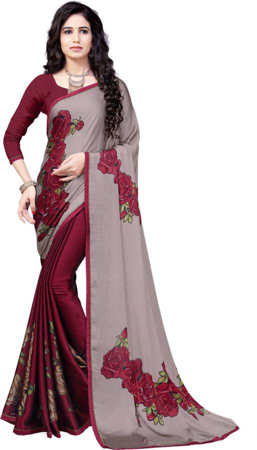 Printed, Floral Print Fashion Georgette, Chiffon Saree