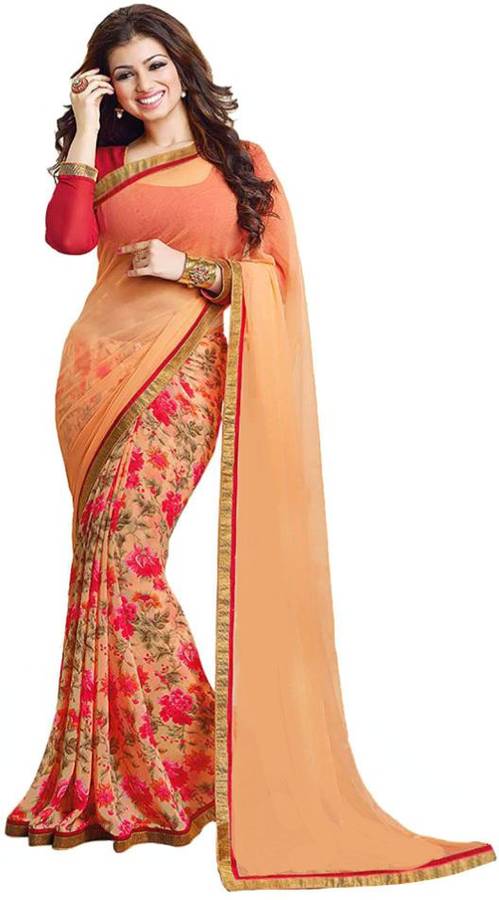 Floral Print, Plain, Self Design, Printed Bollywood Georgette, Chiffon Saree