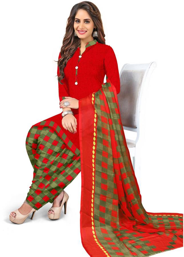 Crepe Printed, Geometric Print, Solid, Checkered Salwar Suit Material