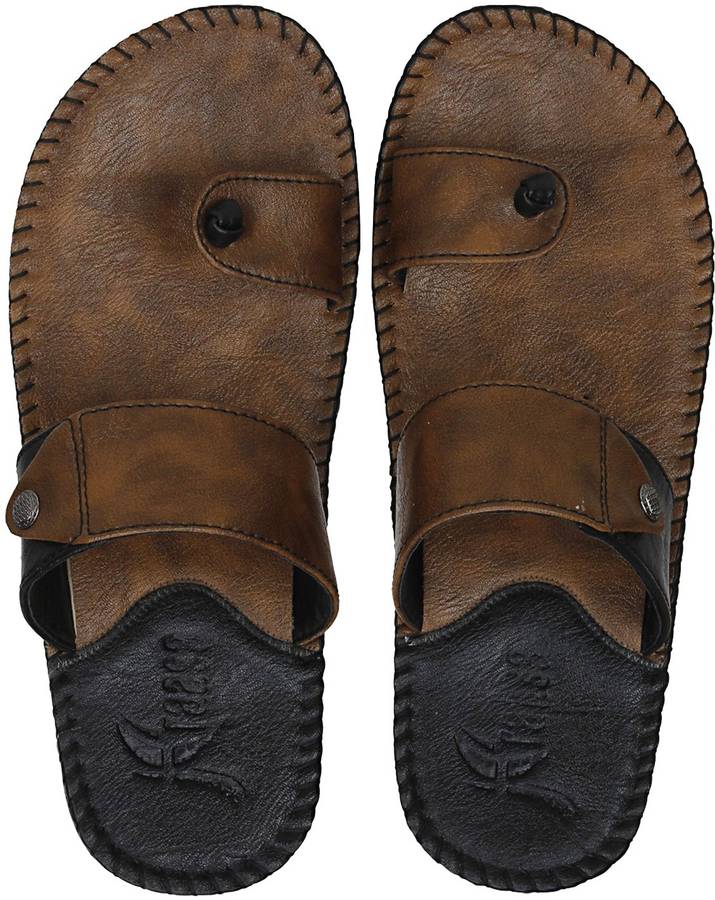 Men Synthetic Leather Chappal (Camel) Flip Flops