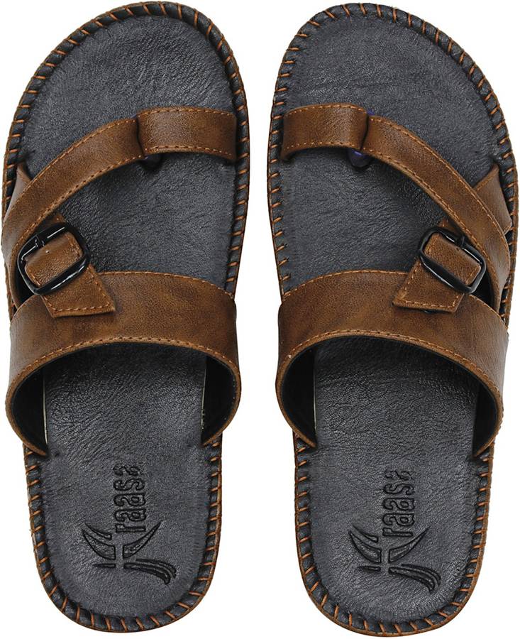 Men Synthetic Leather Chappal (Black) Slippers