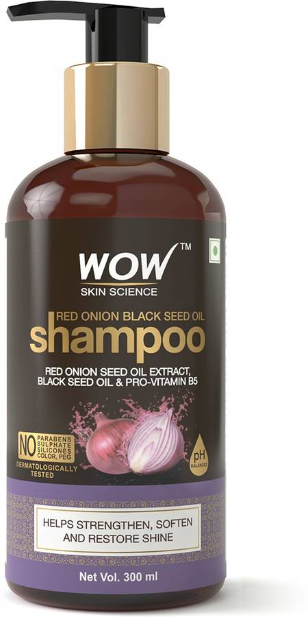 WOW Skin Science Red Onion Black Seed Oil Shampoo with Red Onion Seed Oil Extract Men & Women