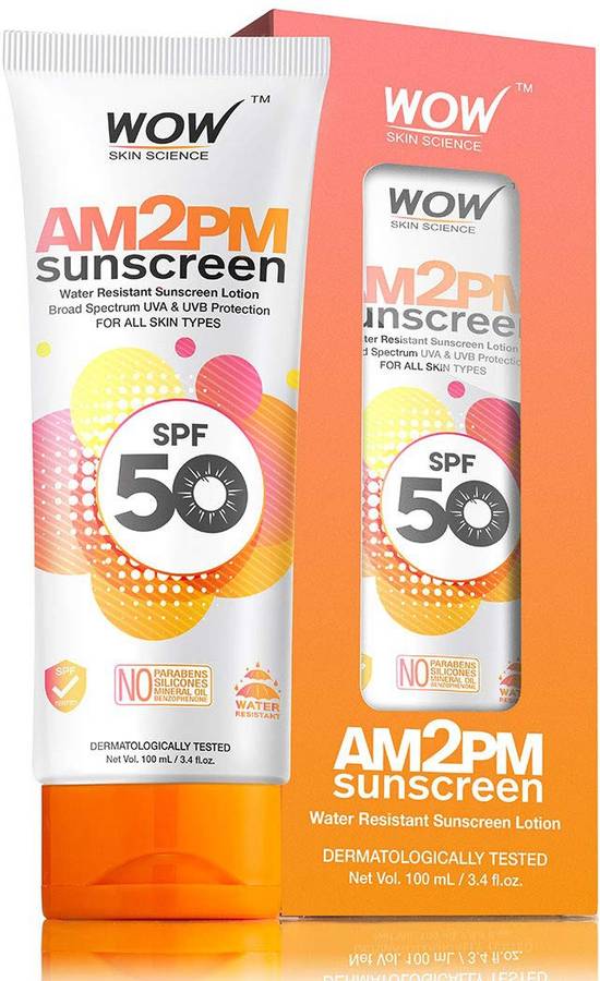 WOW SKIN SCIENCE AM2PM Sunscreen SPF 50 Lotion, 100mL Tube - SPF 20 PA++