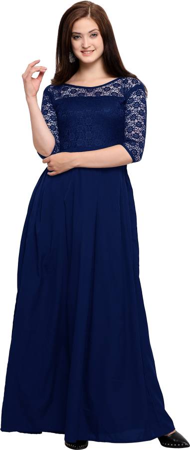 Women Maxi Blue Dress Price in India