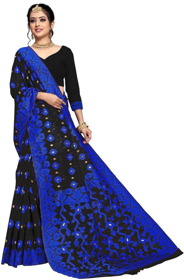 Self Design Jamdani Cotton Silk Saree Price in India