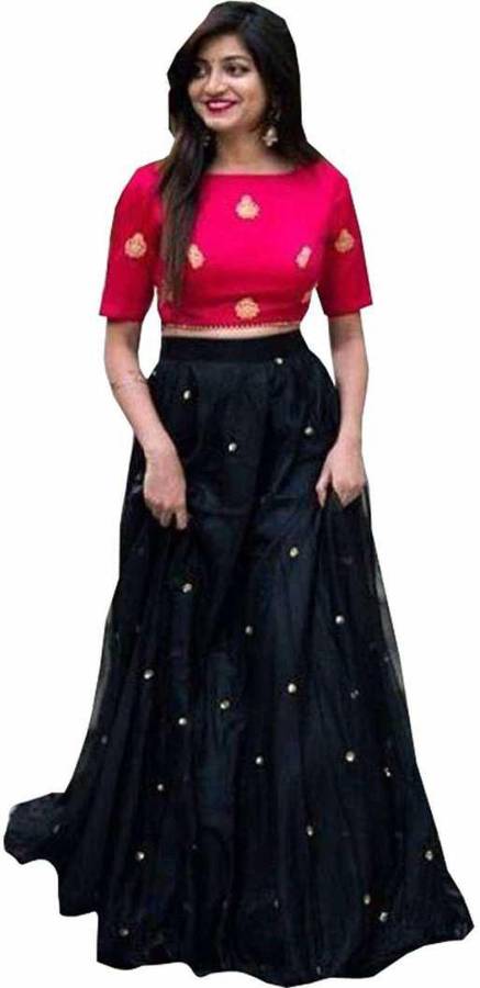 Embroidered Semi Stitched Lehenga & Crop Top