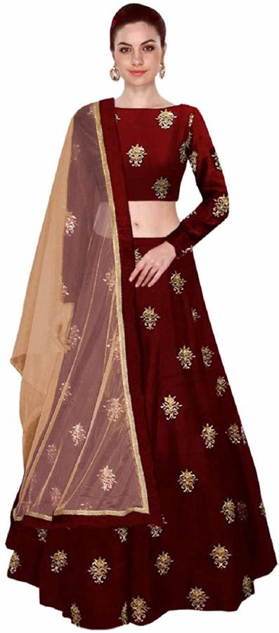 Embroidered Semi Stitched Lehenga Choli Price in India