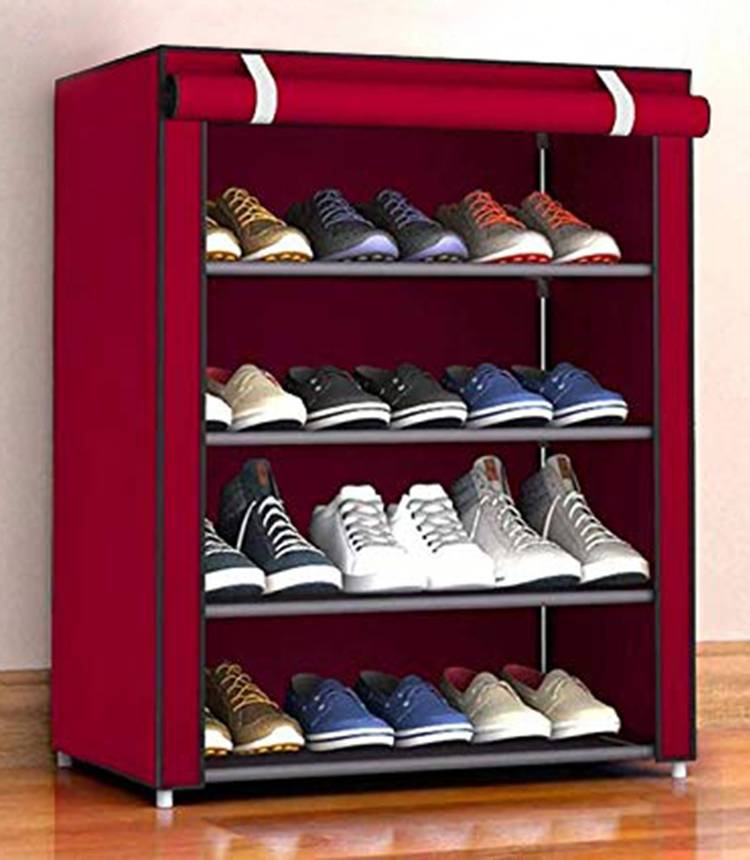 Coroid 4Layer_For Home And Kids Shoe Stand Letest Metal Organizer Plastic for home Collapsible Shoe Stand Metal, Plastic Collapsible Shoe Stand