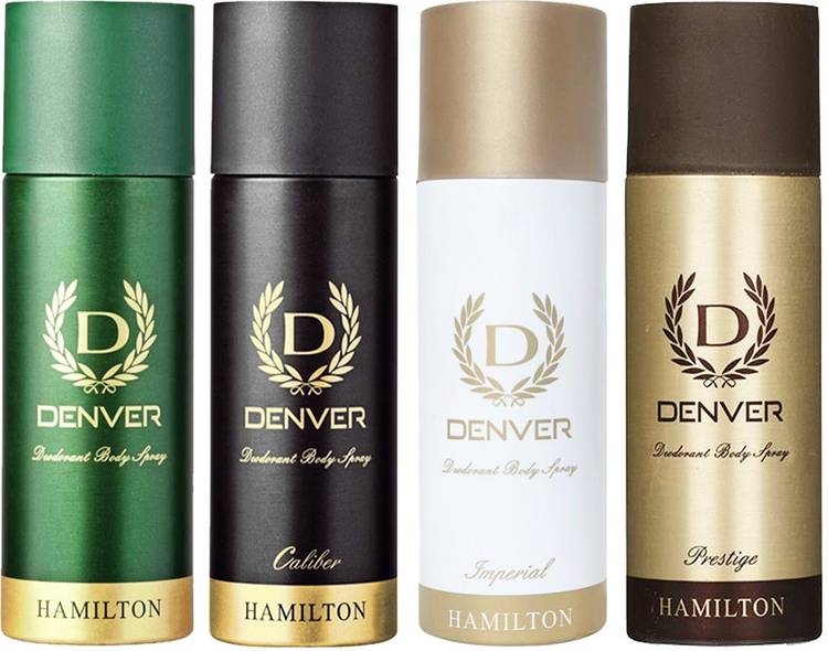 DENVER 1 IMPERIAL DEODORANT 165 ML + 1 CALIBER DEODORANT 165 ML + 1 PRESTIGE DEODORANT 165 ML + 1 HAMILTON DEODORANT 165 ML Body Spray  -  For Men