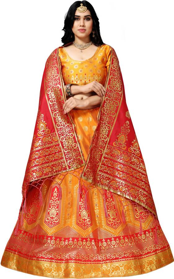 Self Design, Printed Semi Stitched Lehenga Choli