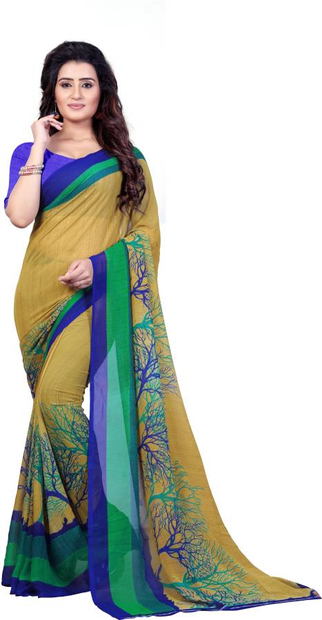 Ombre, Striped, Floral Print Daily Wear Georgette Saree