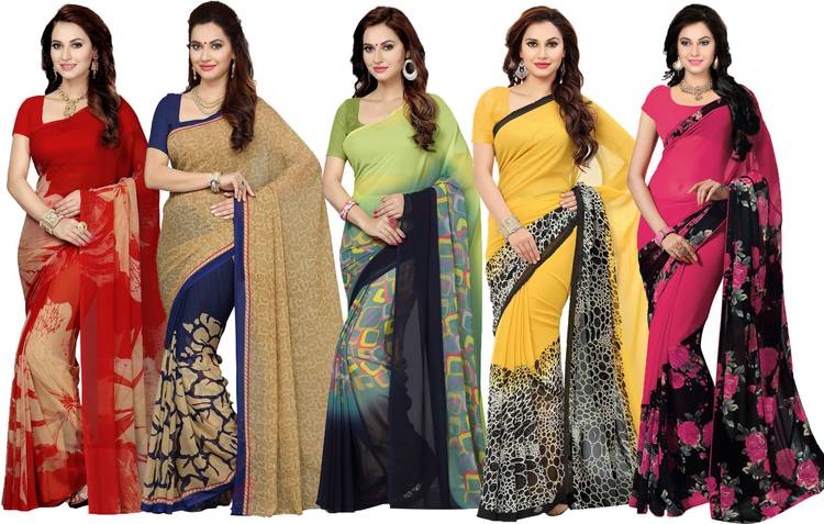 Printed Bollywood Poly Georgette Saree